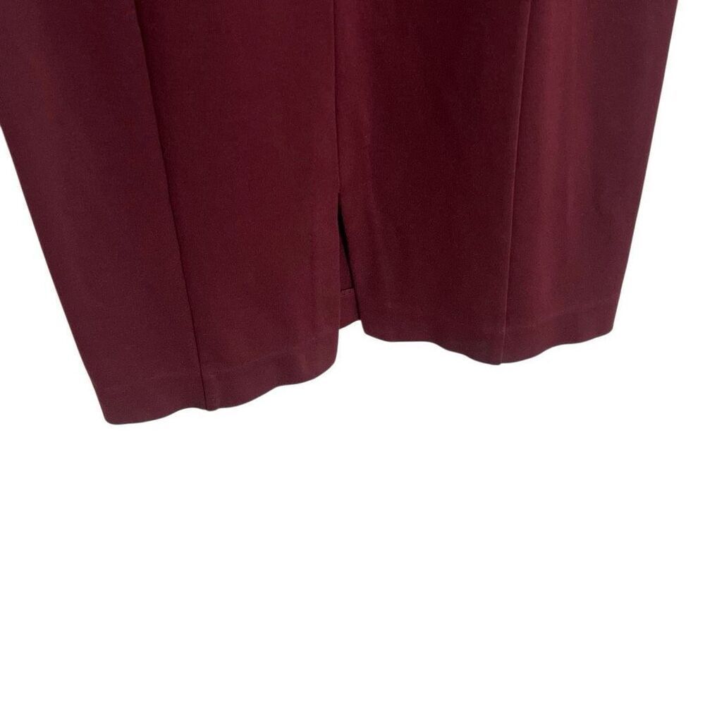 Ann Taylor Ponte Knit V-Back Short Sleeve Stretch Sheath Dress Burgundy Size 4 - Picture 11 of 12